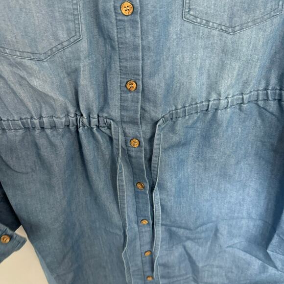 Ci Sono Blue Chambray Button Down Shirt Dress Size Large Knee Length - Picture 3 of 6